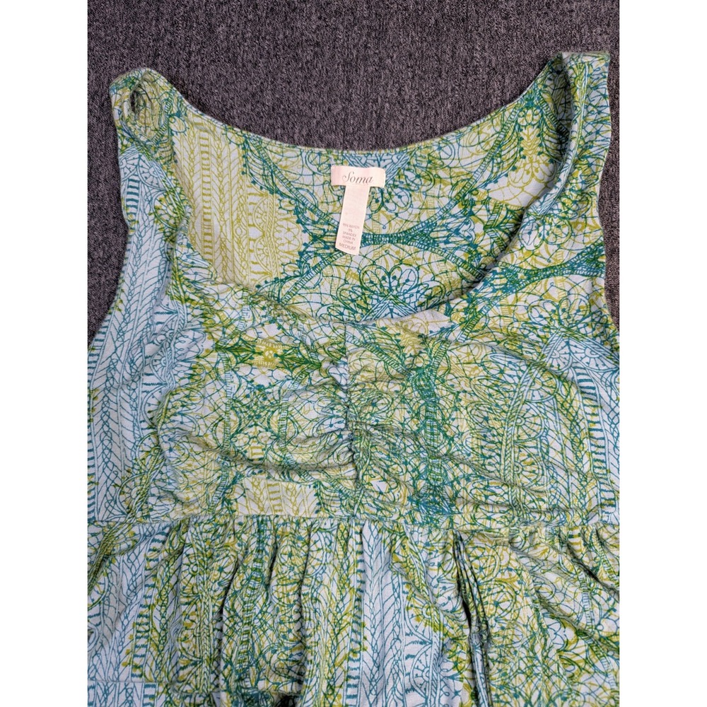 Soma Womens Teal Green Medallion Print Sleeveless Maxi Nightgown Lounge Dress M